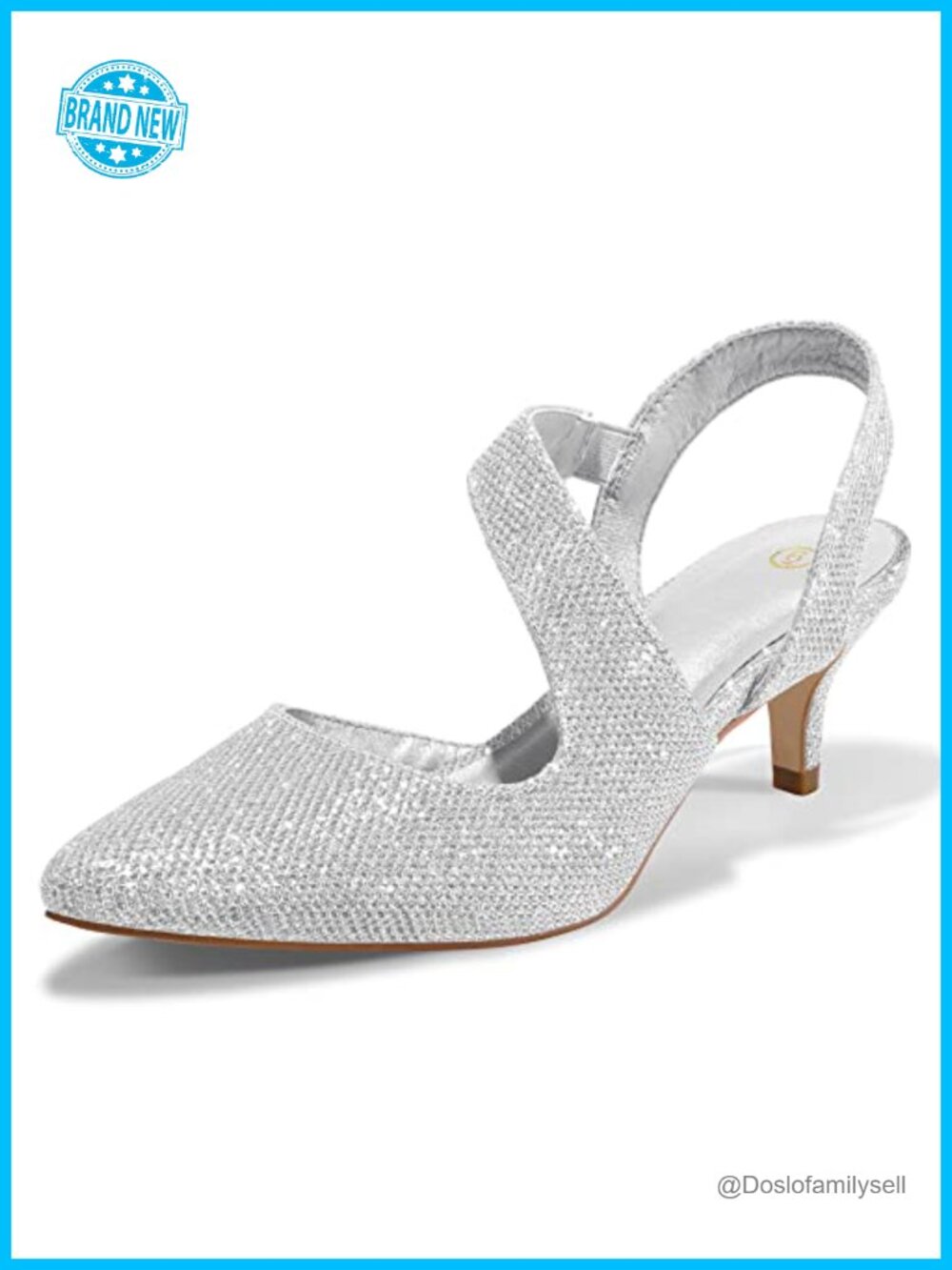 Women's Slingback Kitten Heels 2 Inch Pointed Toe Pumps Wedding Party Dress